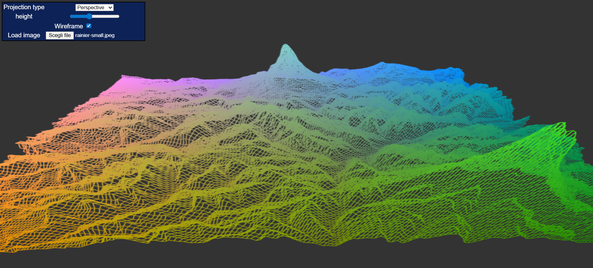 Wireframe terrain view
